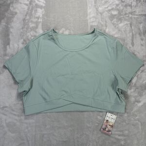 Cloudful Fabric Crossover Hem Cropped Sports Top Size 3XL  Green, Halara Women's